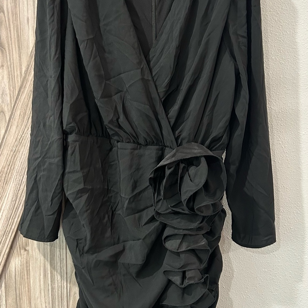 Express Black Long Sleeve Ruffle Dress